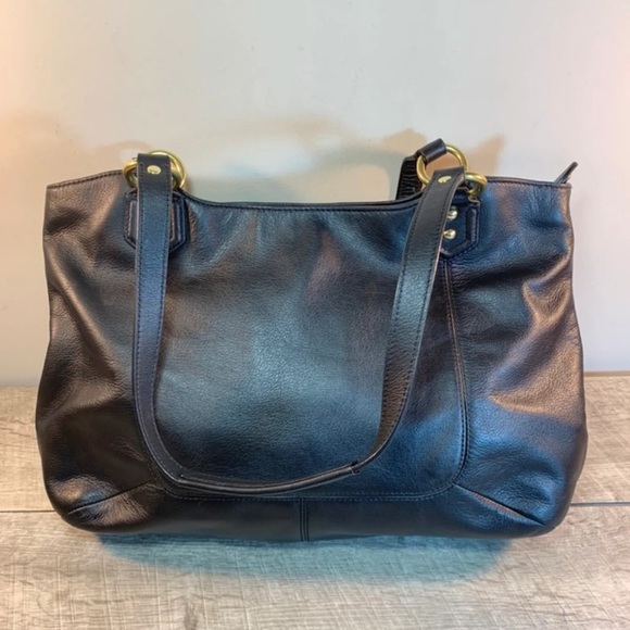 Coach F24961 Campbell Shoulder Carryall Leather Black Hobo Bag Purse Tote - Picture 4 of 9